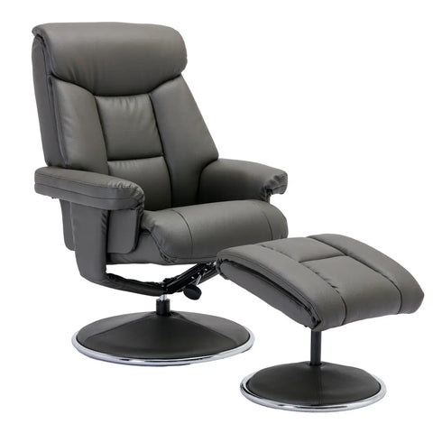 Bruges Faux Leather Swivel Recliner Chair and Footstool