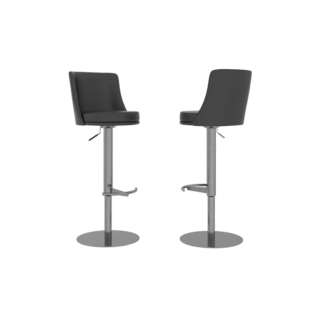 Bruno Grey Leather Bar Stool - Set of 2