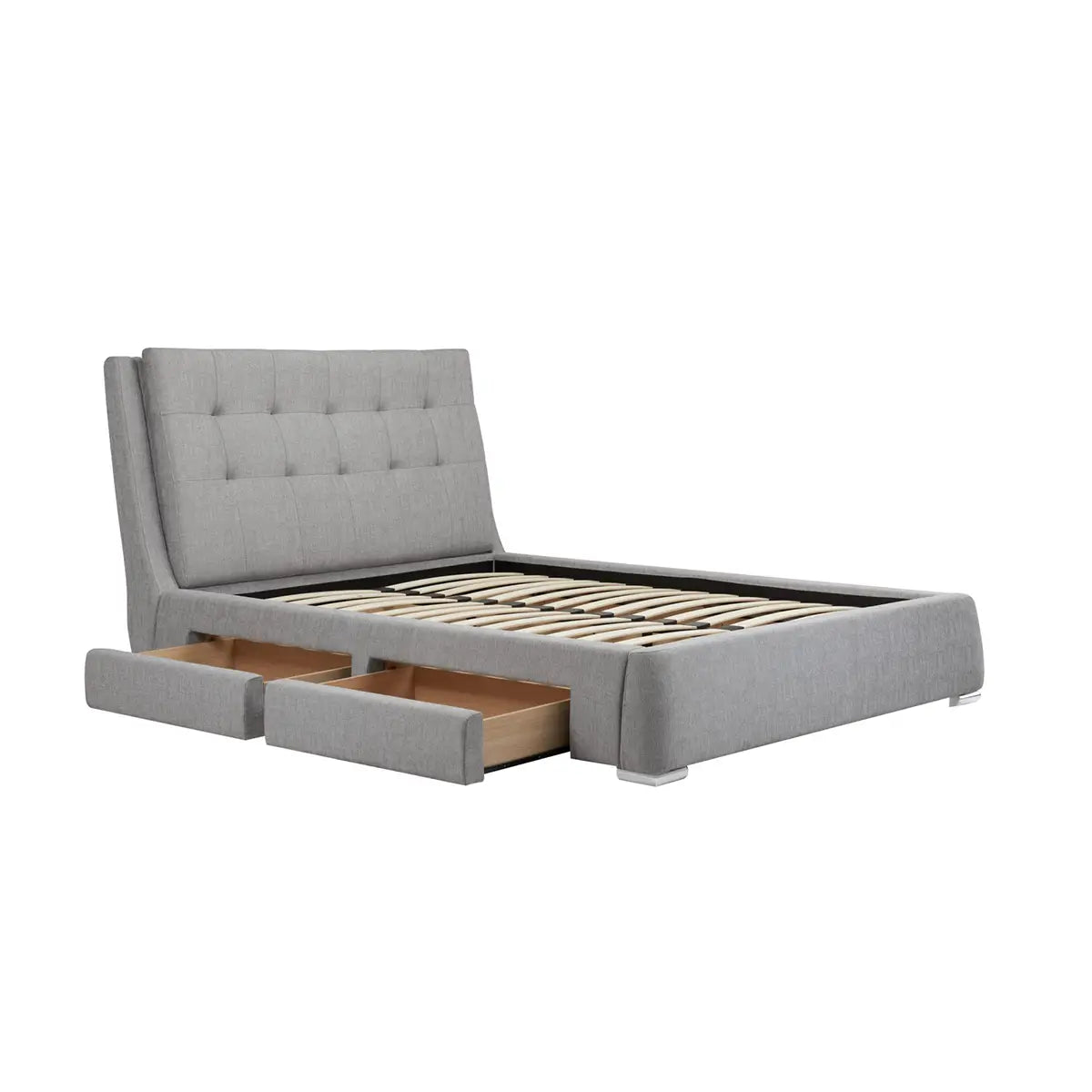 Bugati 4 Drawer Silver Fabric Bed