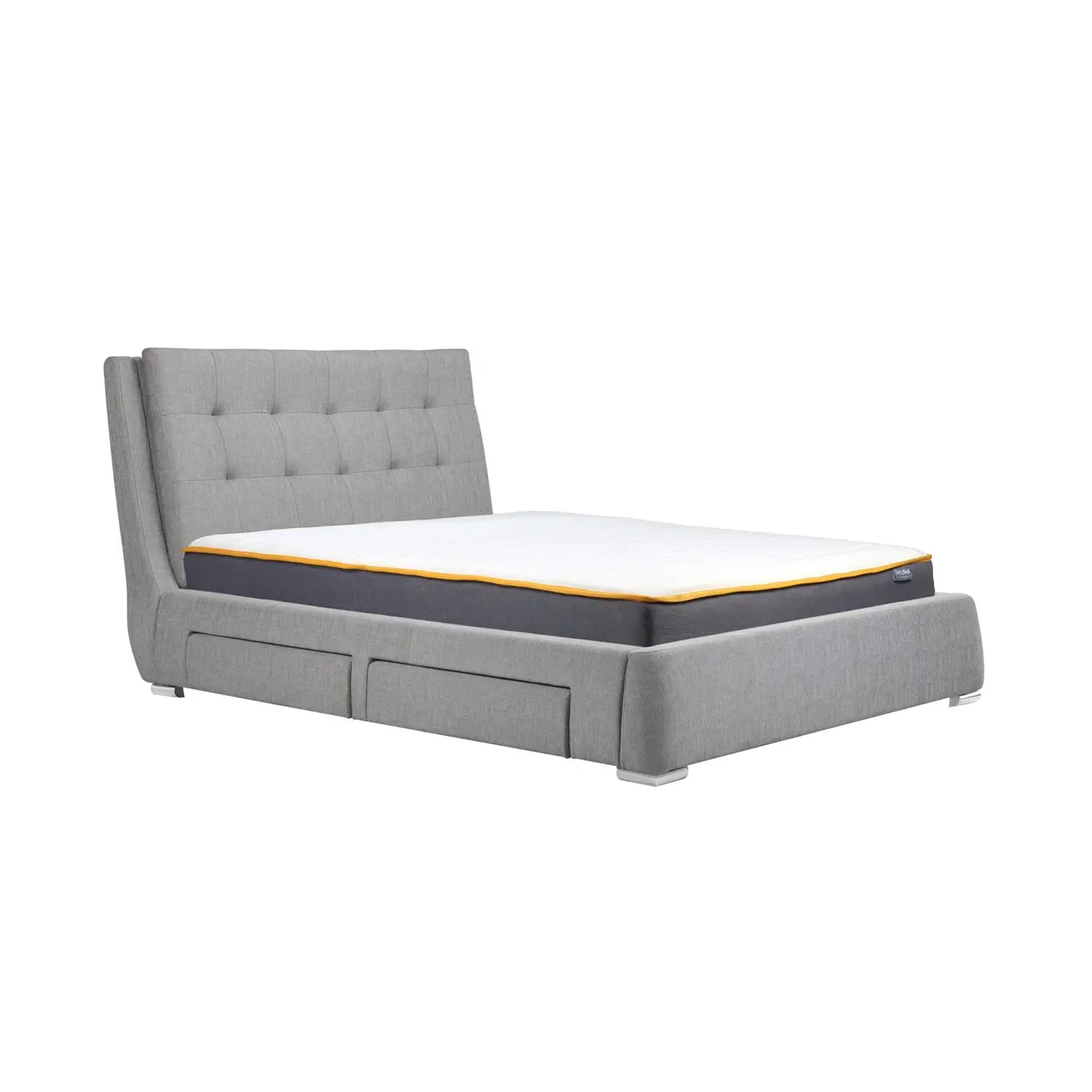 Bugati 4 Drawer Silver Fabric Bed