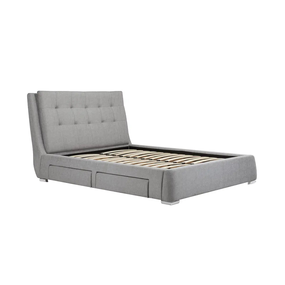 Bugati 4 Drawer Silver Fabric Bed