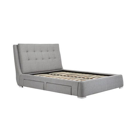 Bugati 4 Drawer Silver Fabric Bed, Stylish Storage Bed - Side Angle View