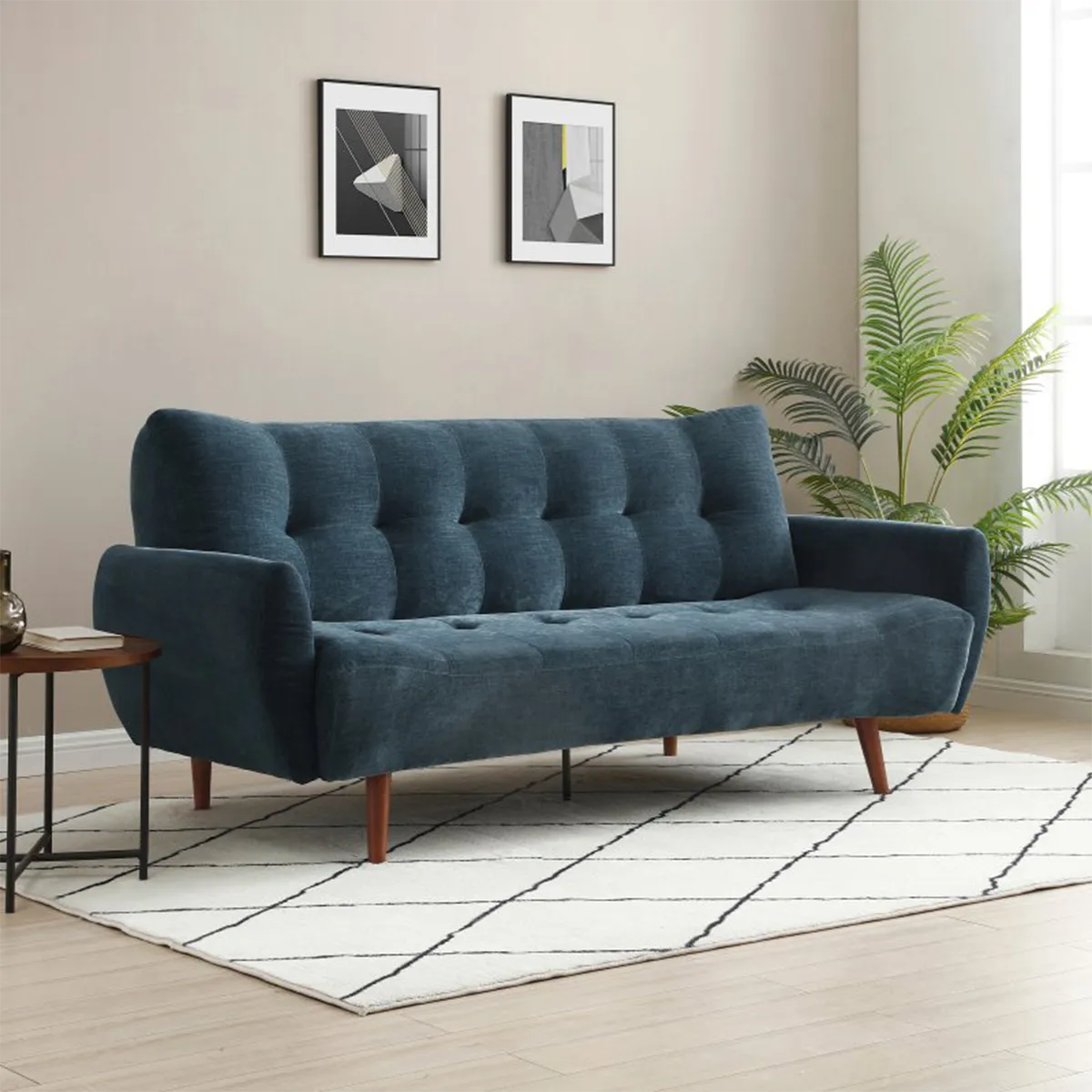 Buno Navy Chenille Fabric Sofa Bed