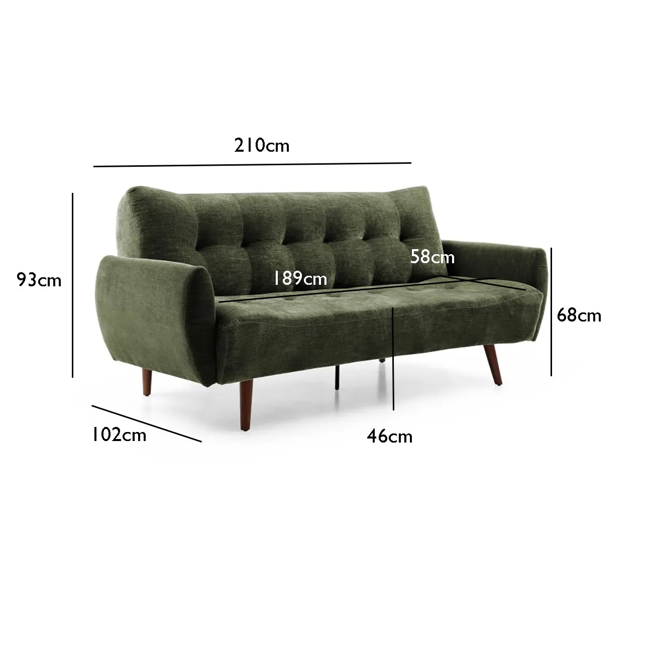 Buno Olive Chenille Fabric Sofa Bed