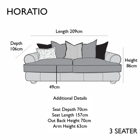 3 Seater Horatio Mix Leather and Fabric Sofa from Buoyant 