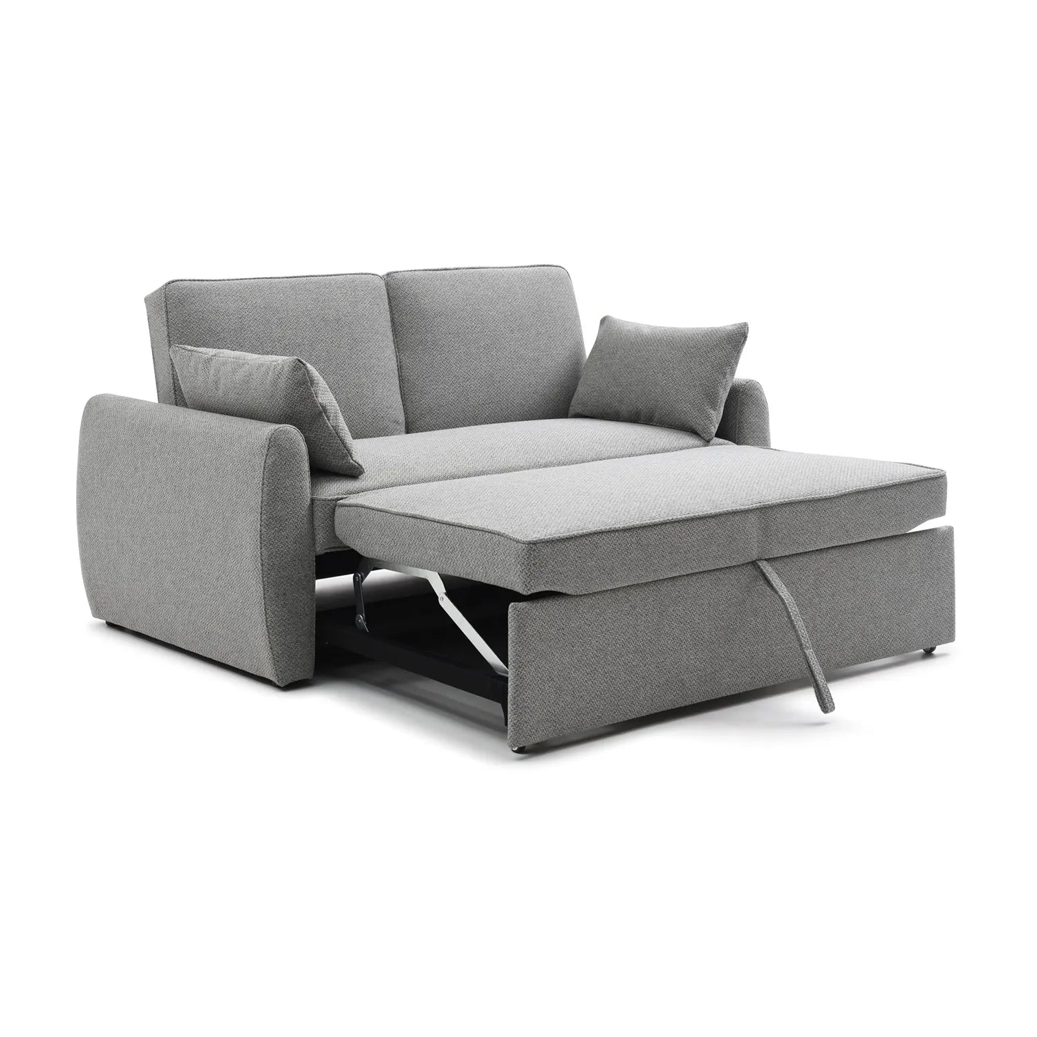 Burnley Grey Textured Weave Fabric Sofa Bed, also available in Natural Textured Weave Fabric  - Sofa pulled out to create Sofabed 