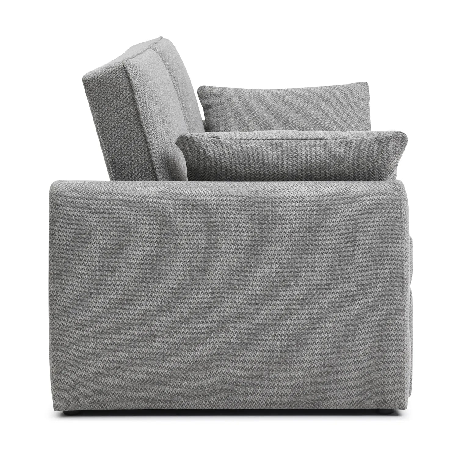 Burnley Grey Textured Weave Fabric Sofa Bed, also available in Natural Textured Weave Fabric  - Side View of Sofabed 