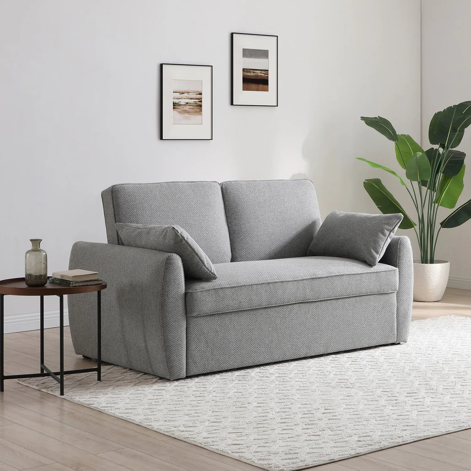 Burnley Grey Textured Weave Fabric Sofa Bed, also available in Natural Textured Weave Fabric  - Lifestyle Image 