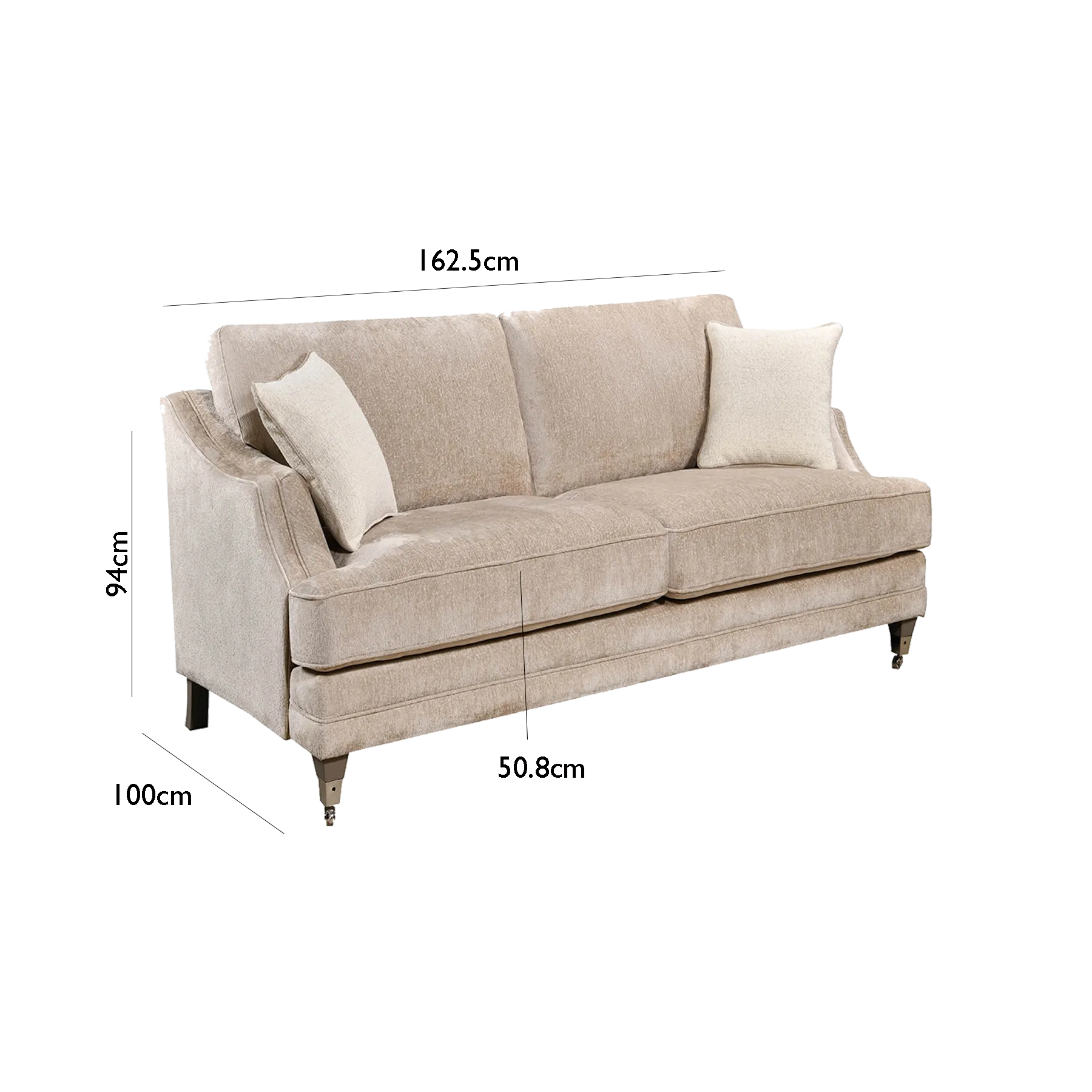 Belvedere Fixed Back Large 2 Seater Sofa - Mink