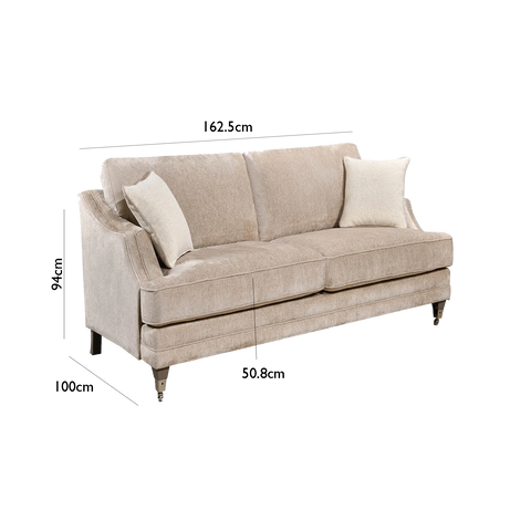 Belvedere Fixed Back Large 2 Seater Sofa - Dimensions