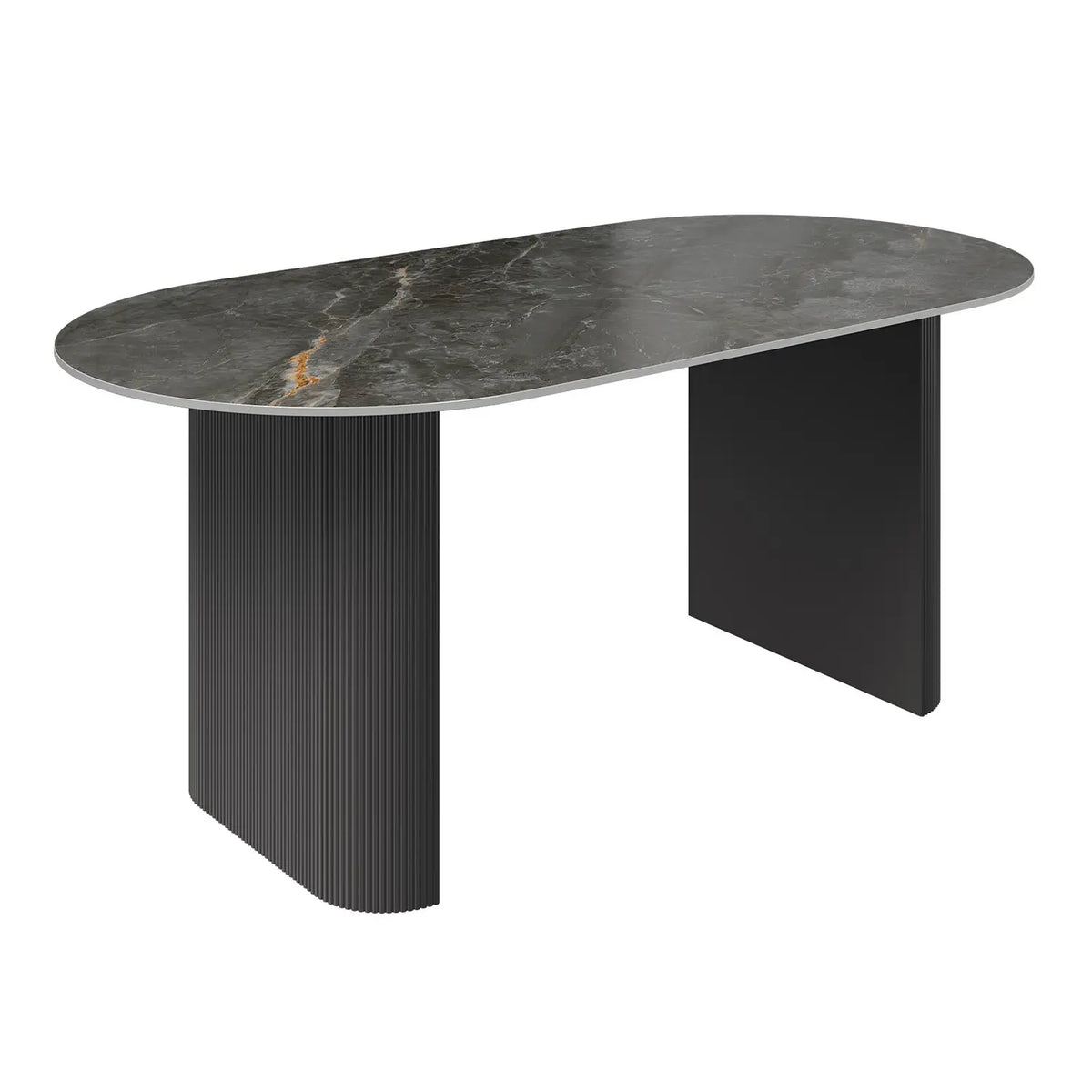 Cartier 1.8M Oval Ceramic Dining Table with decking style base legs