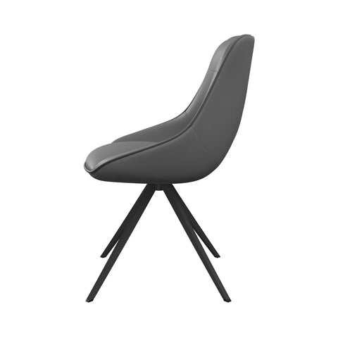 Cerutti Grey PU Leather Swivel Dining Chairs with Black Legs - Side View