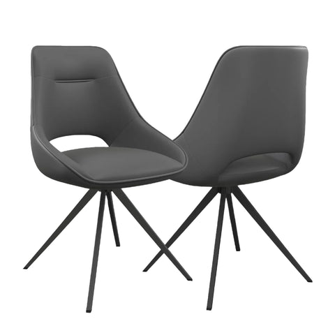 Cerutti Grey Swivel Dining Chairs in Leather