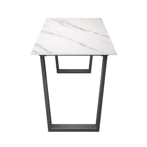 Cerruti 140cm White Ceramic Dining Table, also available in Grey Matte and Oak Effect - Side View of Table