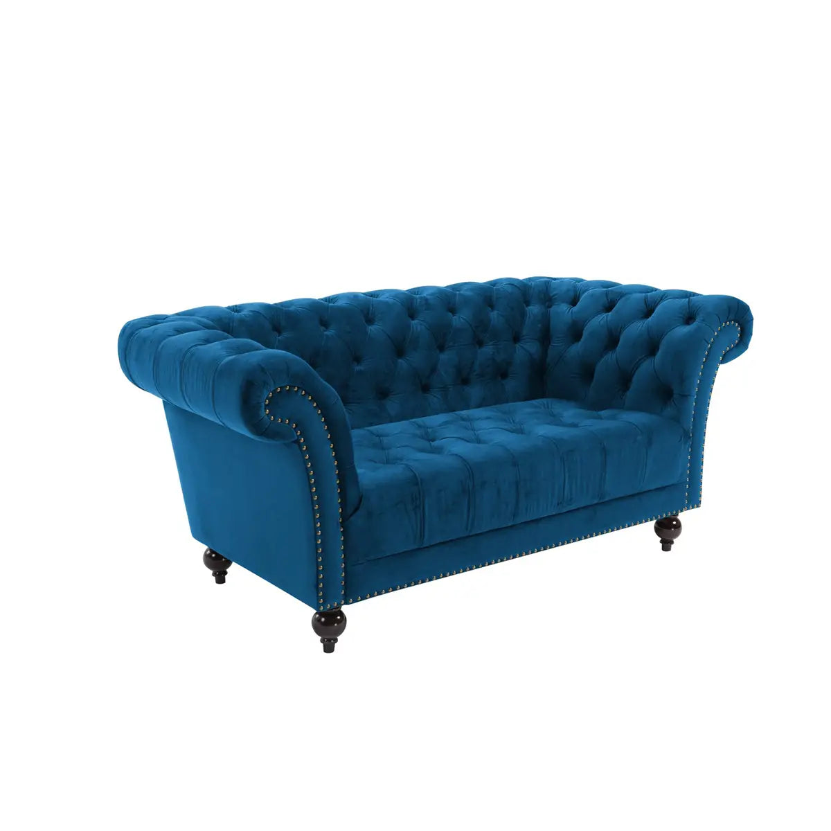 Chester Blue Plus Velvet Soft Fabric Chesterfield Sofa, also available in Grey, Choose from 3 seater and 2 seater - Main Image 