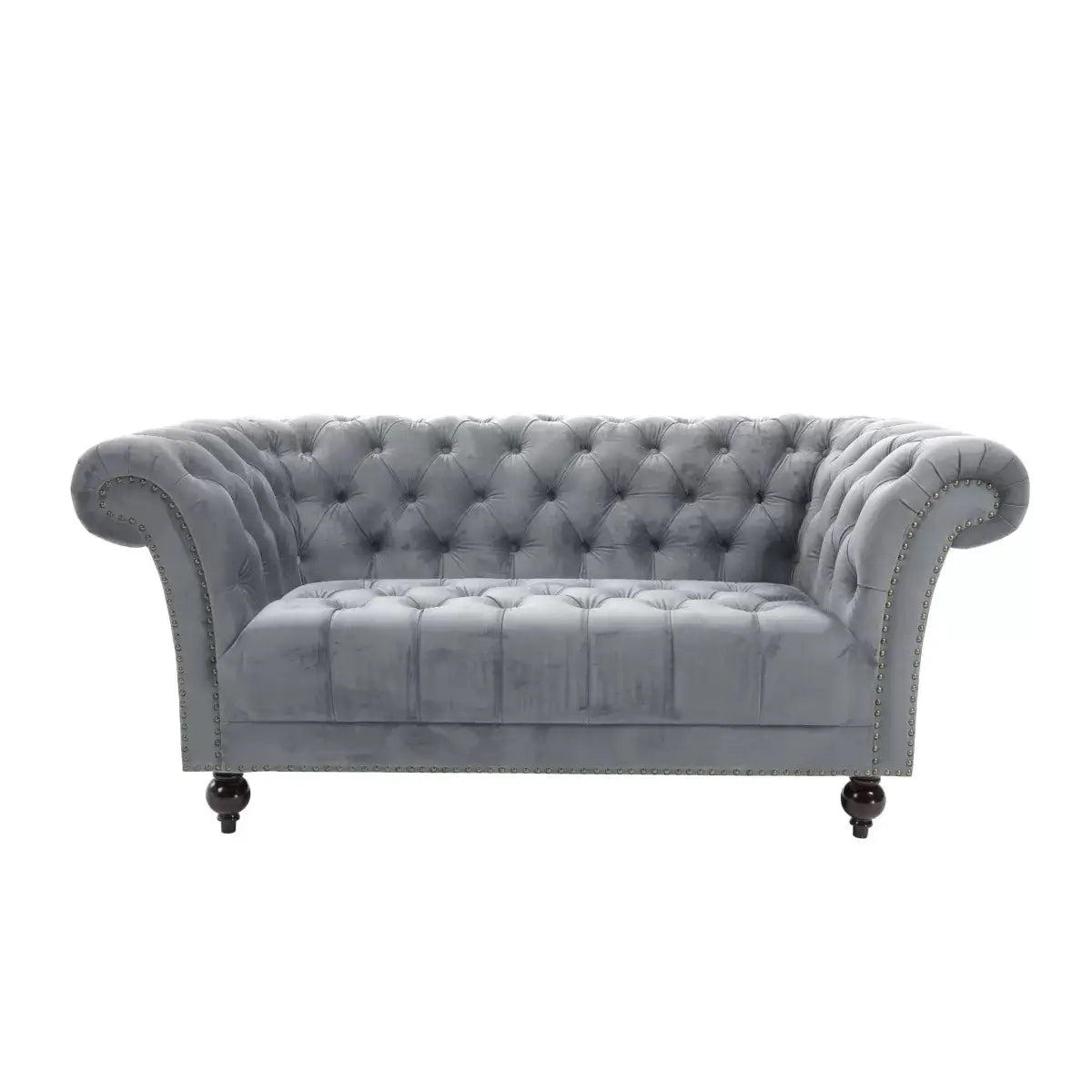 Chester Grey Plus Velvet Soft Fabric Chesterfield Sofa