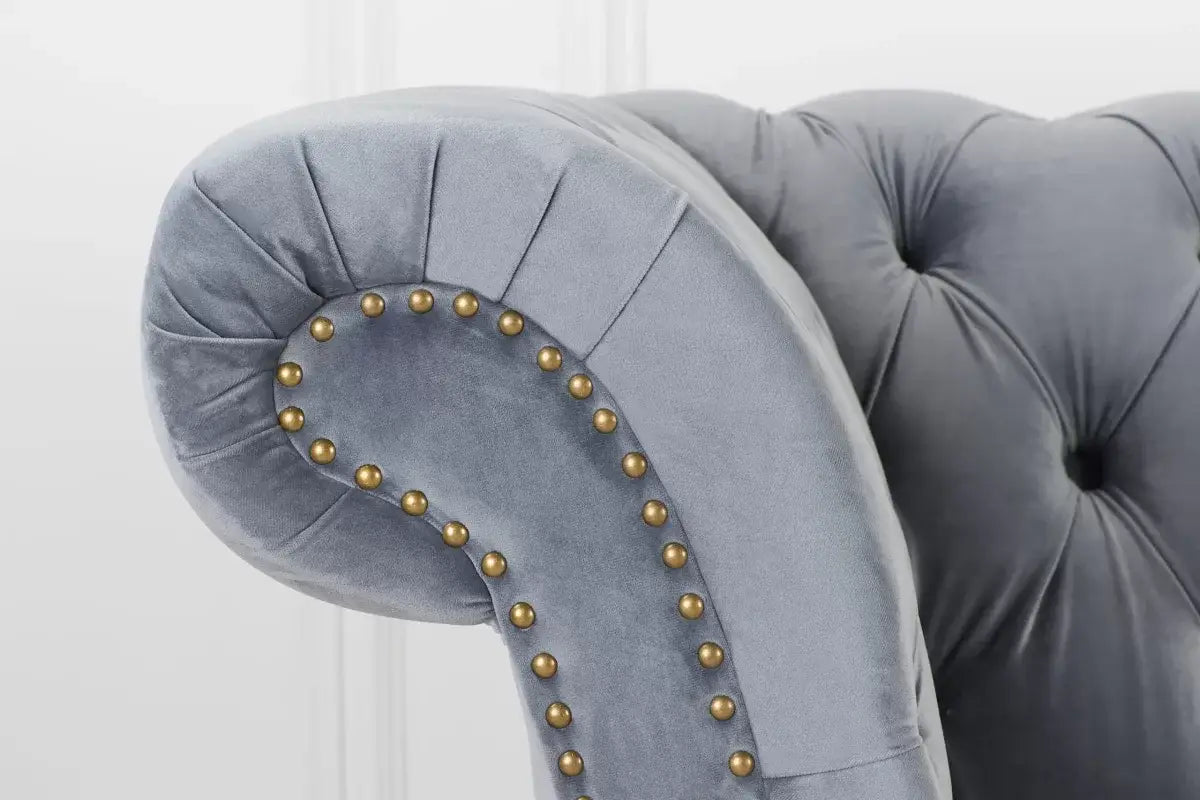 Chester Grey Plus Velvet Soft Fabric Chesterfield Sofa