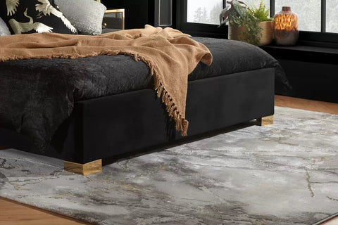 Gloucester Bed: A luxurious retreat with opulent gold or chrome trimmings, upholstered in Black or Grey Plush Velvet Fabric. Meticulously crafted for comfort and elegance, available in Double or King Size for a perfect blend of style and sophistication. - 007