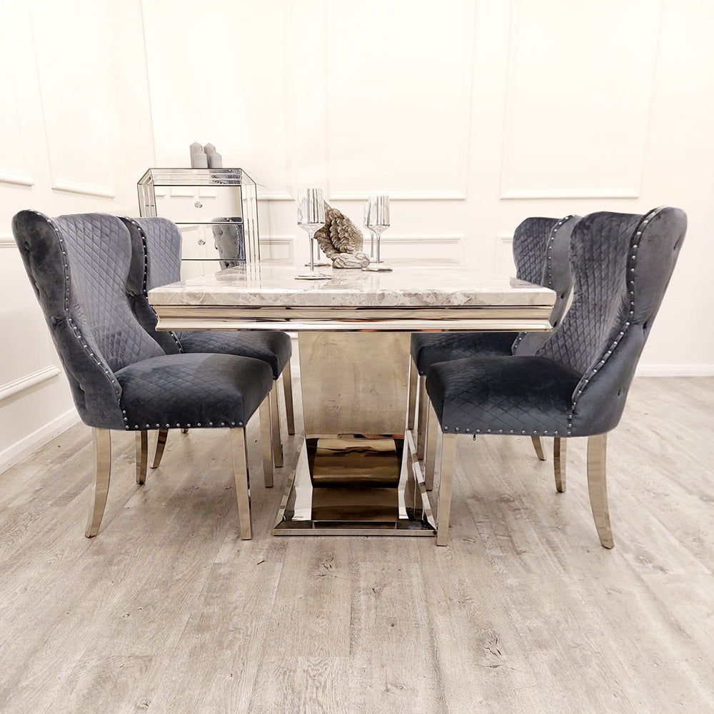 2.0M Bentley Light Grey Marble Dining Table Set