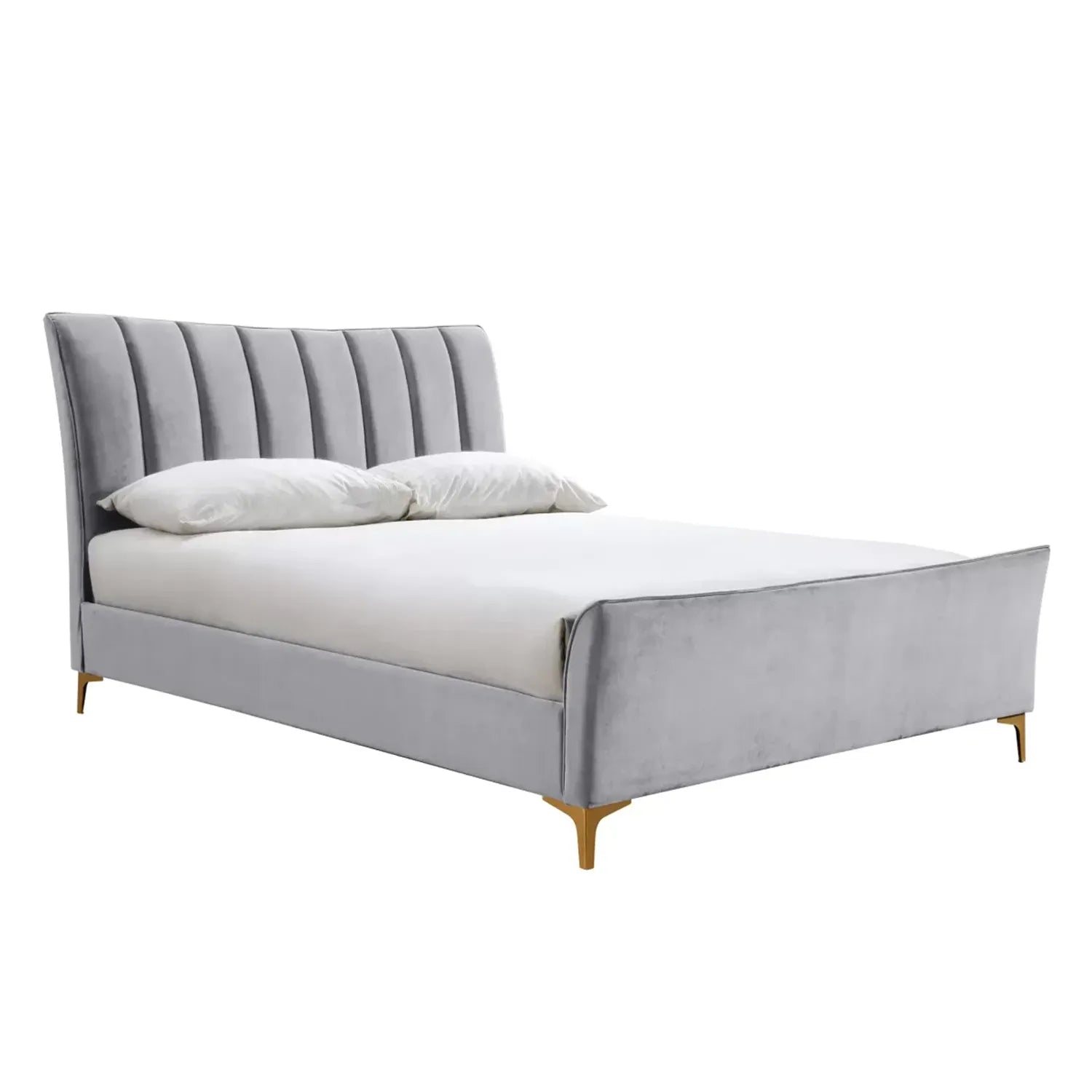 Flora Fabric Grey Upholstered Bed - Small Double, Double or King