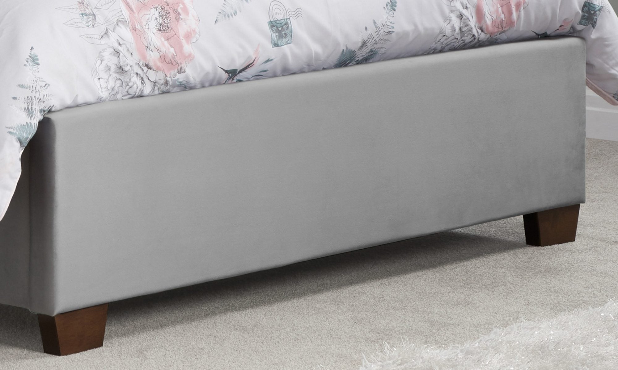 Chiswick Grey Plush Velvet Fabric Bed