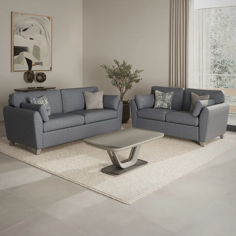 Cromwell Blue Linen Fabric Sofa, also available in Grey and Biscuit - Main Image