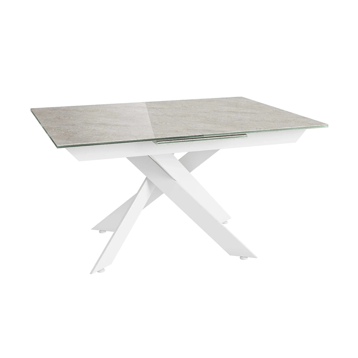 Luxor Matte Grey Ceramic Top Dining Table With White Painted Legs