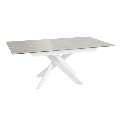 Cairo Matte Grey Ceramic Top Dining Table With White Painted Legs