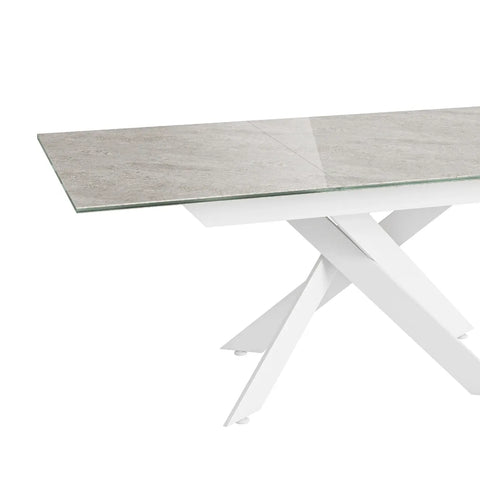 Cairo Matte Grey Ceramic Top Dining Table With White Painted Legs - Details