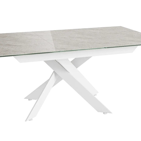 Cairo Matte Grey Ceramic Top Dining Table With White Painted Legs - Table Top