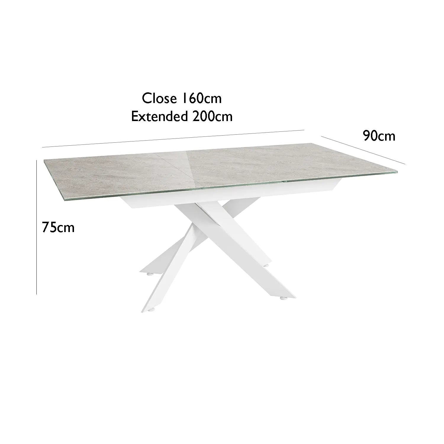 Cairo 160-200cm Matt Grey Ceramic Extending Dining Table