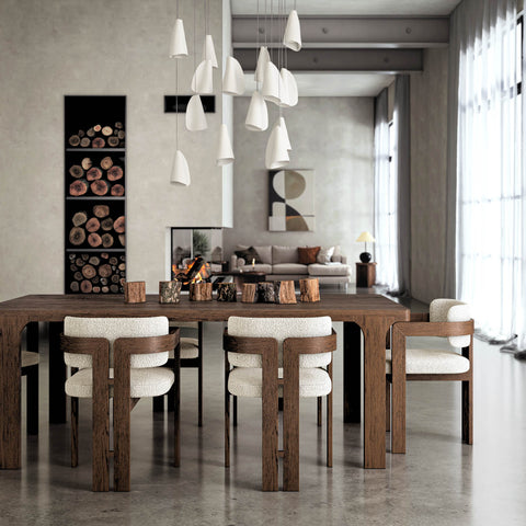 Saint Amond 230cm Dark Wood Dining Table, matching furniture available  - Lifestyle Image