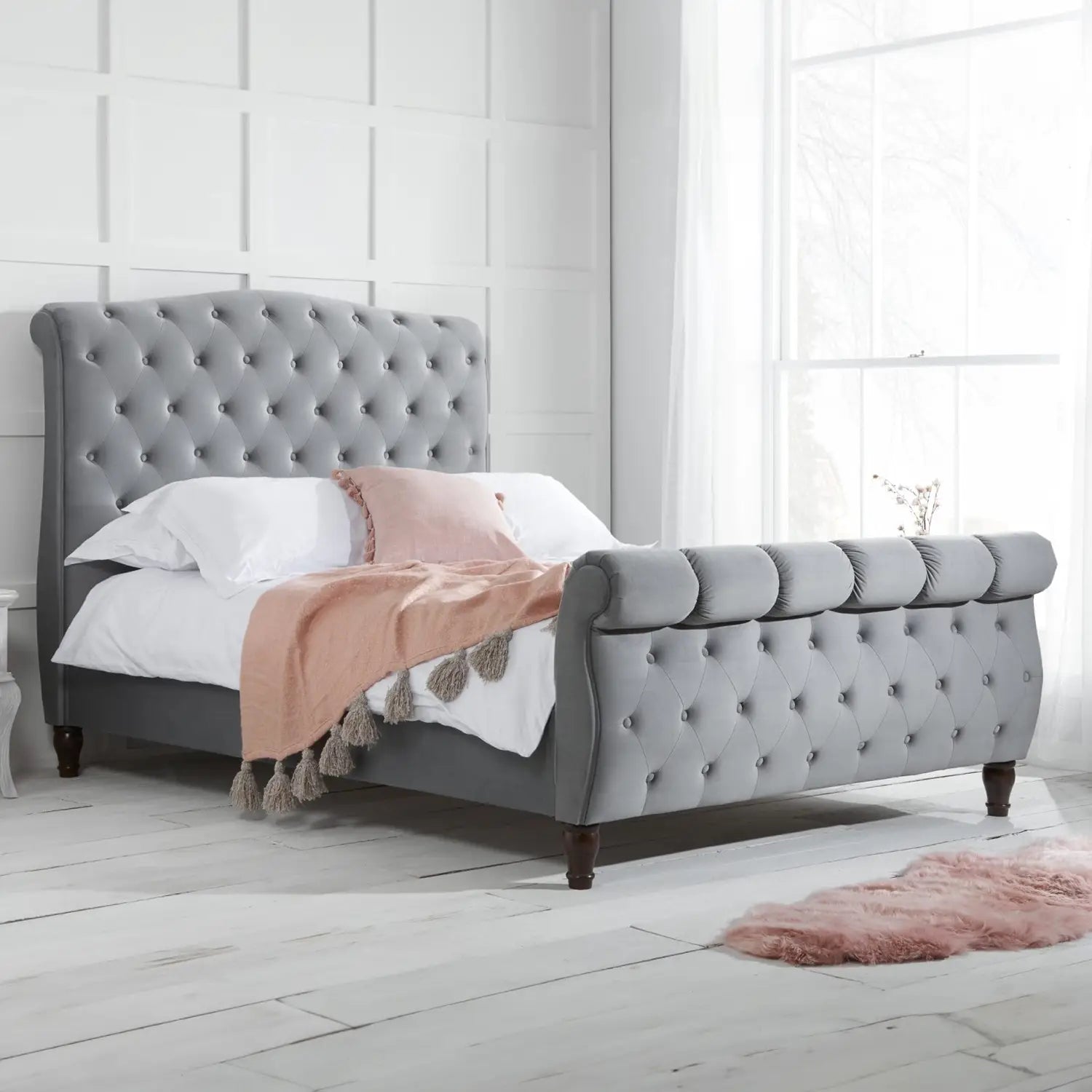 Carolina Button back Headboard King Bed Frame