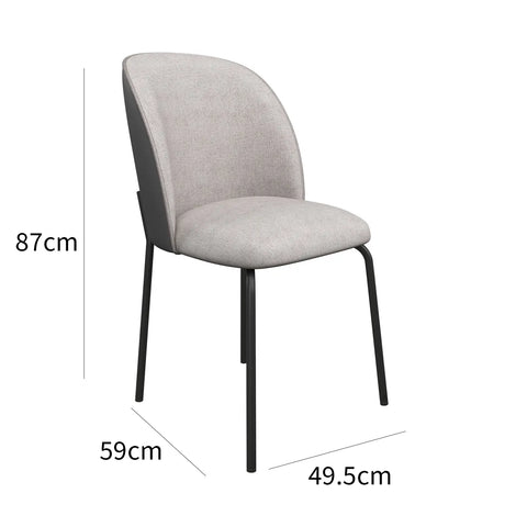 Set of 6 Two Colour Tone Cartier Grey Dining Chairs - Dimensions 