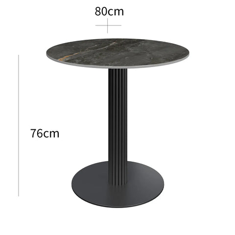 Cartier 80cm Round Gloss Grey Ceramic Dining Table with 2 Ria Dining Chairs - Dimensions 