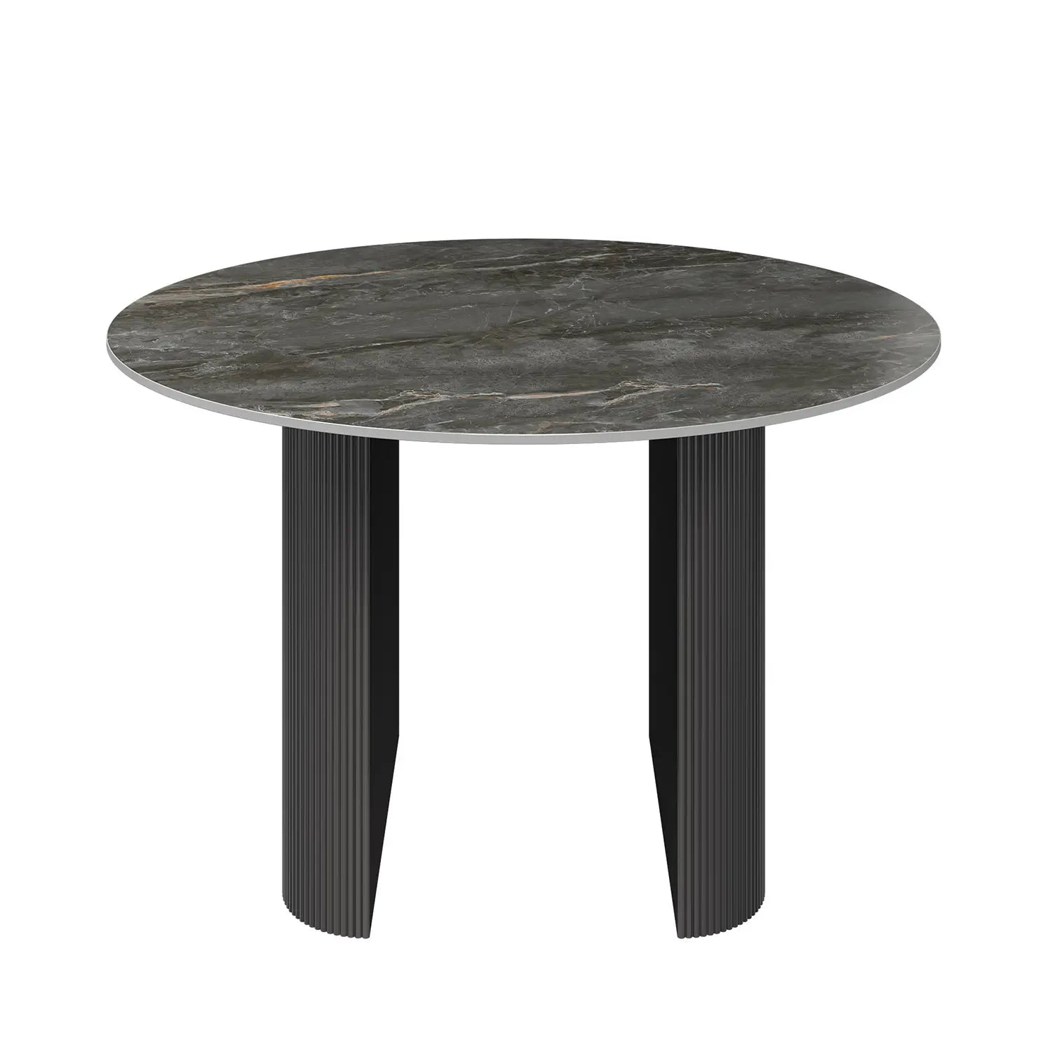 Cartier Round Gloss Grey Ceramic Dining Table Set -120cm