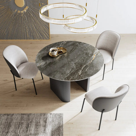 Cartier Round Gloss Grey Ceramic Dining Table Set -120cm. Shop a variety of shapes and size Dining Tables in the Cartier Collection - Dining Table with Chairs