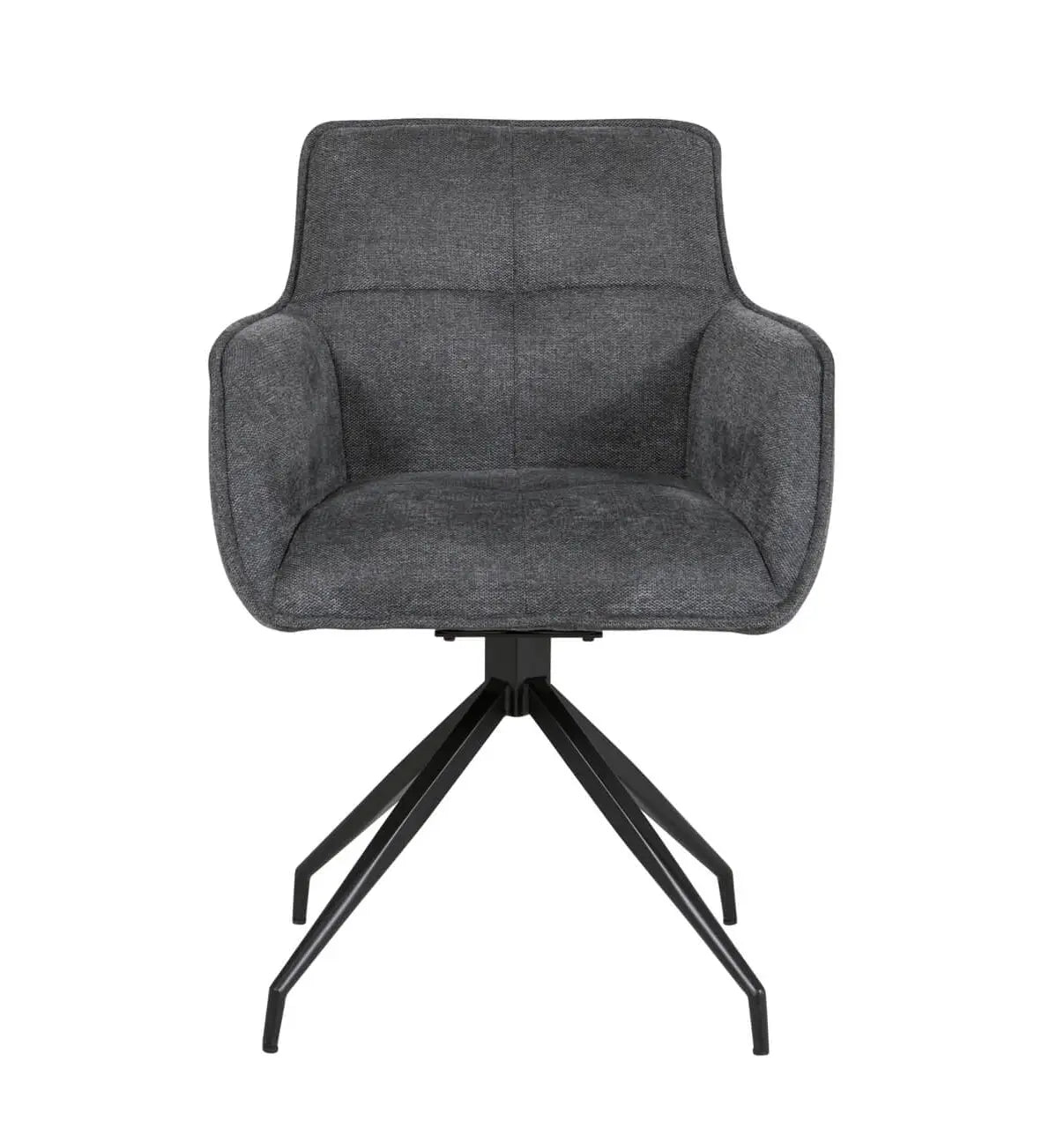 Set of 4 Theo Charcoal Swivel Dining Chairs with Black Legs