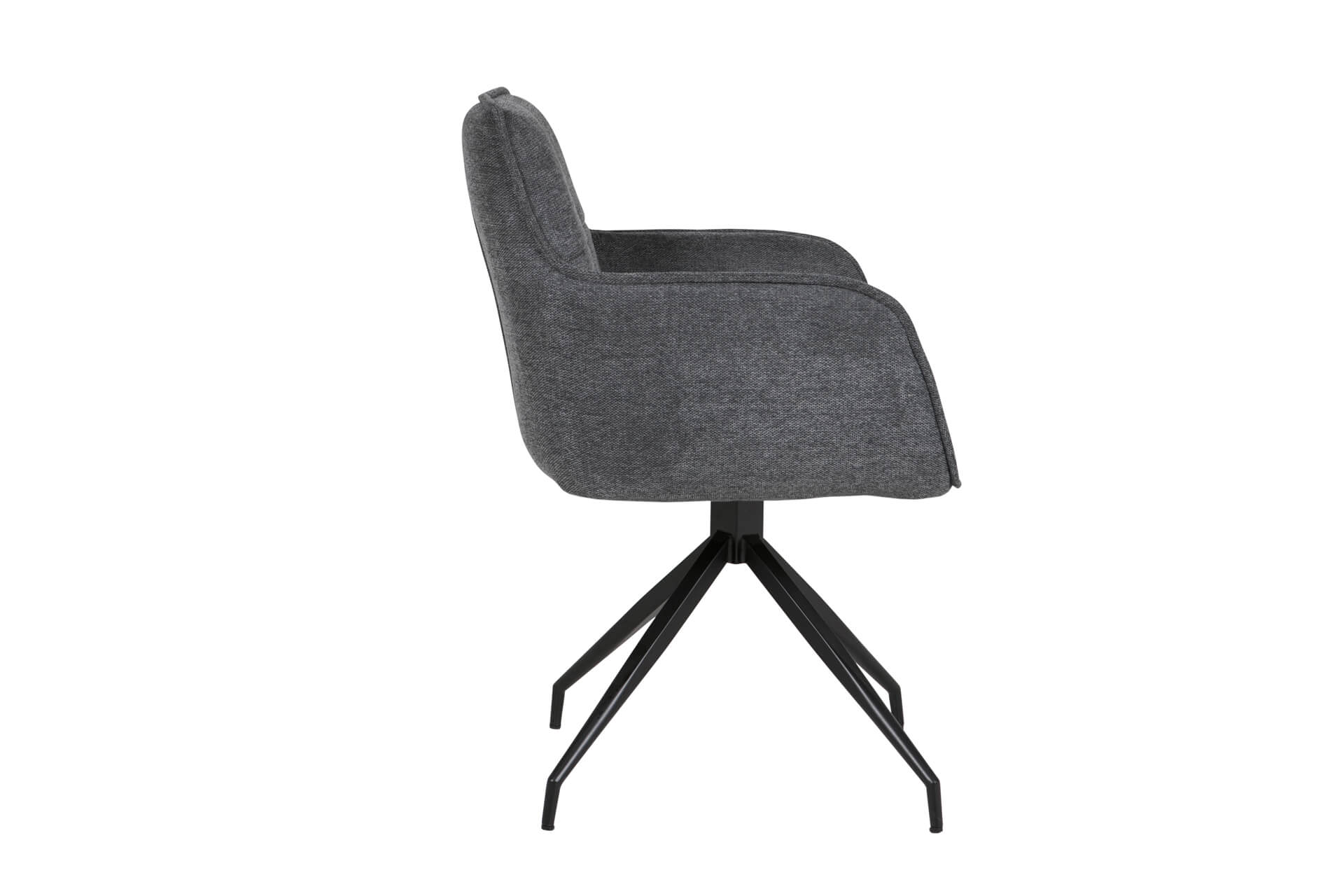 Set of 4 Theo Charcoal Swivel Dining Chairs with Black Legs