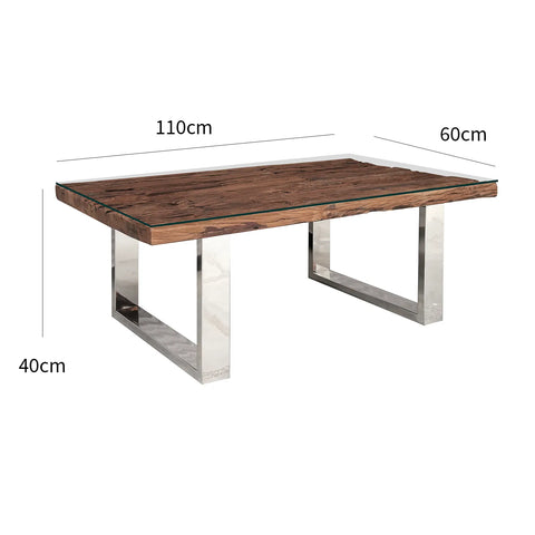 Chennai Railway Sleeper Wood Coffee Table, Matching Furniture Available - Dimensions 