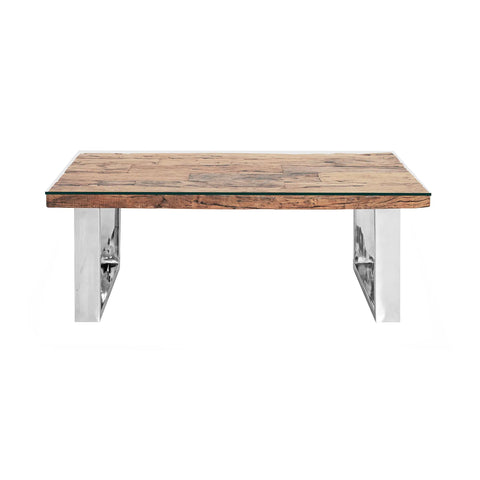 Chennai Railway Sleeper Wood Coffee Table, Matching Furniture Available - Coffee Table Image