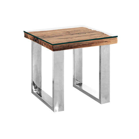 Chennai Railway Sleeper Wood Lamp Table, matching furniture available - Main Image 