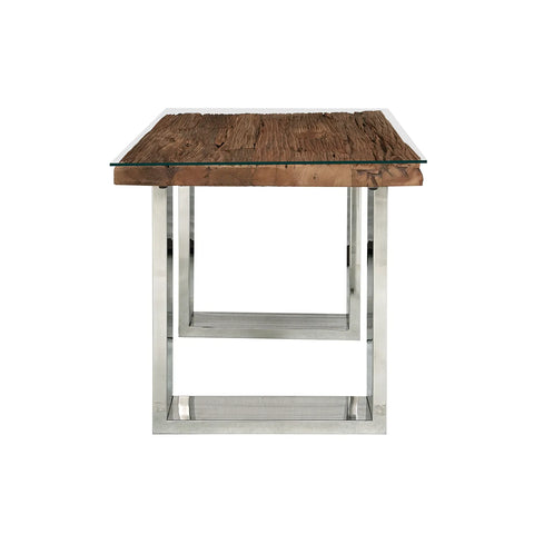 Chennai Railway Sleeper Wood Lamp Table, matching furniture available - Side View Detail