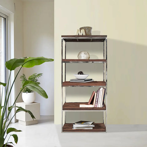 Chennai Railway Sleeper Wood Shelf Unit, Matching Furniture Available - Lifestyle Image 