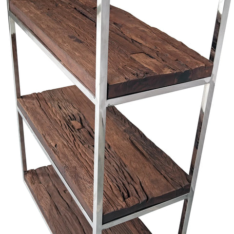 Chennai Railway Sleeper Wood Shelf Unit, Matching Furniture Available - Wooden Shelf Detail