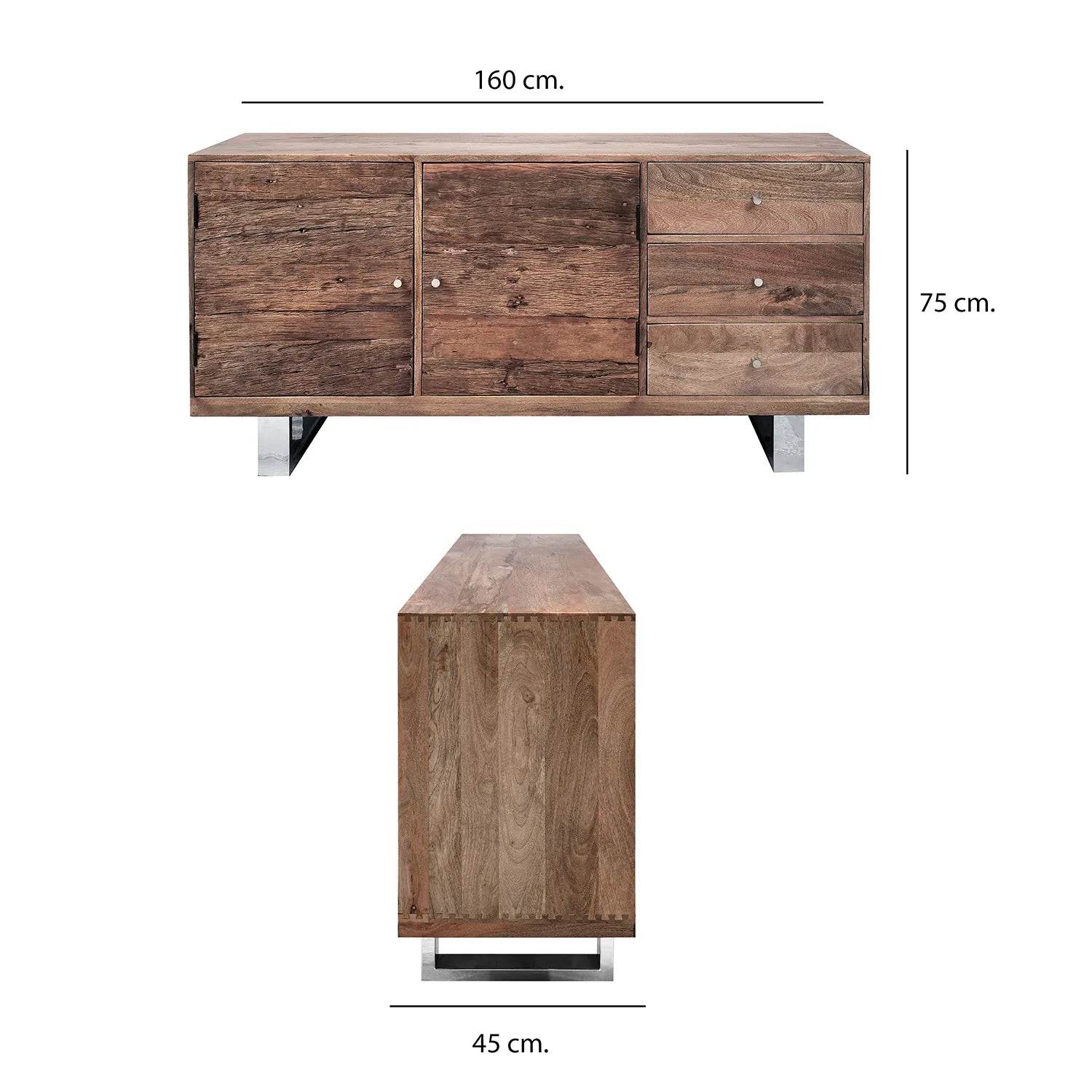 Chennai Railway Sleeper Wood Sideboard