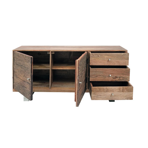 Chennai Railway Sleeper Wood Sideboard, Matching Furniture Available - Inside Sideboard 