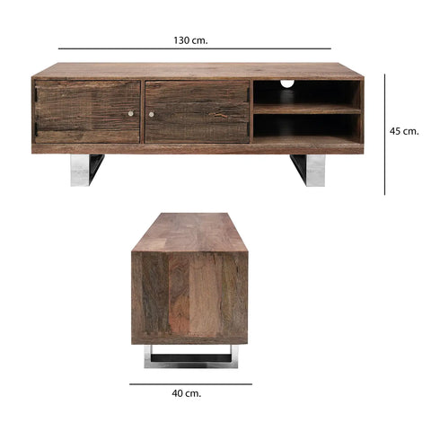 Chennai Railway Sleeper Wood TV Cabinet With Two Doors, Matching Furniture Available - Dimensions 