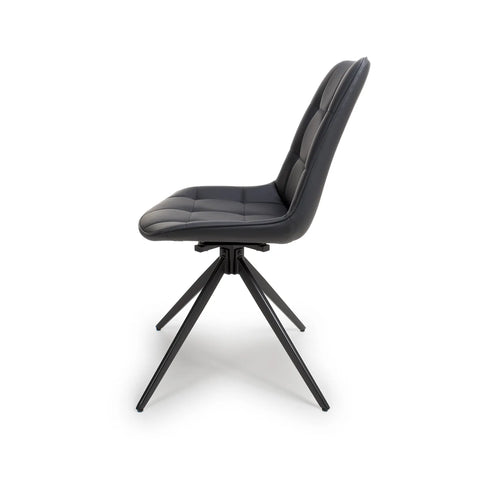 Chico Black Leather swivel Dining Chairs