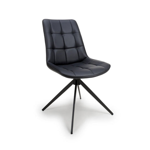 Chic Black Leather Dining Chairs